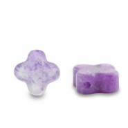 Kralen natuursteen amethist clover Purple transparent