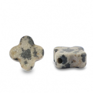 Kralen natuursteen dalmatian stone clover Greige-black