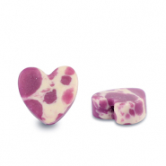 Kralen natuursteen heart Purple-white-brown