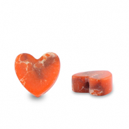 Kralen natuursteen heart Orange-white-brown