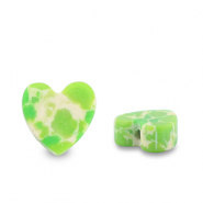 Kralen natuursteen heart Green-white-brown