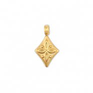 Bedels van Stainless steel Roestvrij staal (RVS) rhombus with flower Gold
