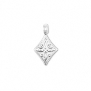 Bedels van Stainless steel Roestvrij staal (RVS) rhombus with flower Silver