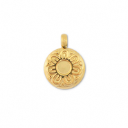 Bedels van Stainless steel Roestvrij staal (RVS) round with flower Gold