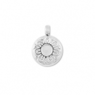 Bedels van Stainless steel Roestvrij staal (RVS) round with flower Silver