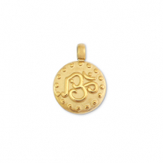 Bedels van Stainless steel Roestvrij staal (RVS) round with indian sign Gold