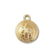 Metaal bedels round with saint Gold