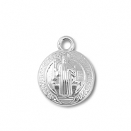 Metaal bedels round with saint Silver