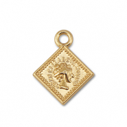 Metaal bedels rhombus with Queen Elisabeth Gold