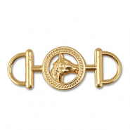Metaal bedels tussenstuk round with horse Gold