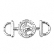 Metaal bedels tussenstuk round with horse Silver