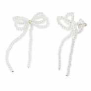 Musthave oorbellen/oorstekers kralen strik White-gold