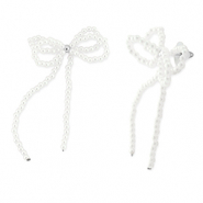 Musthave oorbellen/oorstekers kralen strik White-silver