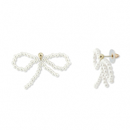 Musthave oorbellen/oorstekers kralen strik White-gold
