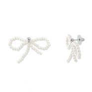 Musthave oorbellen/oorstekers kralen strik White-silver