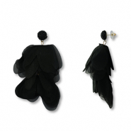 Musthave oorbellen/oorstekers chiffon bloem Black-gold