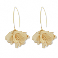 Musthave oorbellen chiffon bloem Beige brown-gold