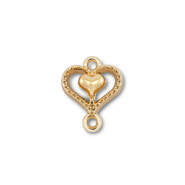 Metaal bedels tussenstuk heart with heart Gold