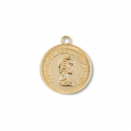 Metaal bedels round with Queen Elisabeth Gold