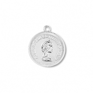 Metaal bedels round with Queen Elisabeth Silver
