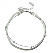 Enkelbandjes van Stainless steel Roestvrij staal (RVS) duo layer Silver