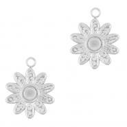 Bedels van Stainless steel Roestvrij staal (RVS) sunflower Silver