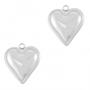 Bedels van Stainless steel Roestvrij staal (RVS) heart Silver