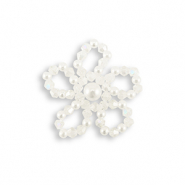 Statement hangers top faceted beads & pearl flower Pearl white-transparent