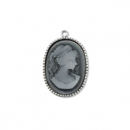 Bedels van Stainless steel Roestvrij staal (RVS) Camee oval Silver-grey