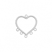 Bedels van Stainless steel Roestvrij staal (RVS) heart with 6 eyes Silver