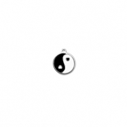 Bedels van Stainless steel Roestvrij staal (RVS) round Yin & Yang Silver-black-white