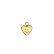 Bedels van Stainless steel Roestvrij staal (RVS) heart with smiley Gold