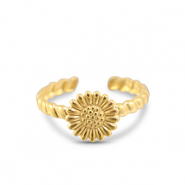 Ringen van Stainless steel Roestvrij staal (RVS) flower Gold