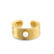 Ringen van Stainless steel Roestvrij staal (RVS) pearl Gold-white