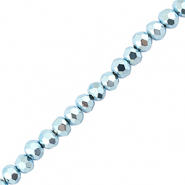 Facet kralen top quality disc 4x3mm Metallic light blue