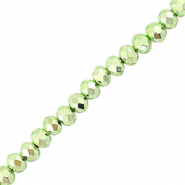Facet kralen top quality disc 4x3mm Metallic green