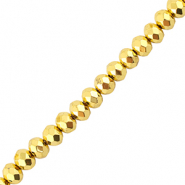 Facet kralen top quality disc 4x3mm Metallic gold