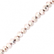 Facet kralen top quality disc 4x3mm Metallic light pink