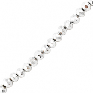 Facet kralen top quality disc 4x3mm Metallic silver