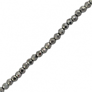 Facet kralen top quality rond 2mm Metallic gunmetal