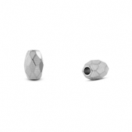 Kralen van Stainless steel Roestvrij staal (RVS) facet oval Silver