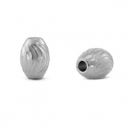 Kralen van Stainless steel Roestvrij staal (RVS) ovaal Silver