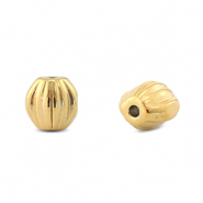Kralen van Stainless steel Roestvrij staal (RVS) oval Gold