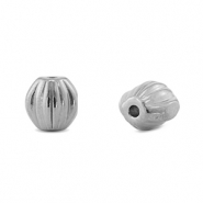Kralen van Stainless steel Roestvrij staal (RVS) oval Silver