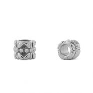 Kralen van Stainless steel Roestvrij staal (RVS) rondelle flower Silver