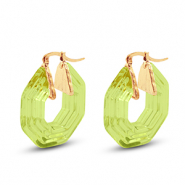 Musthave resin oorbellen hexagon Gold-transparent green