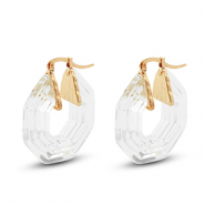 Musthave resin oorbellen hexagon Gold-transparent