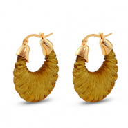 Musthave resin oorbellen oval Gold-transparent golden brown