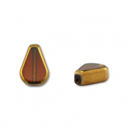 Glas kralen drop Yellow transparent-gold