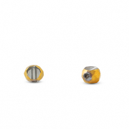 Glas kralen irregular Grey transparent-gold